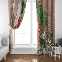 Polynesian Window Curtain Tropical Santa - Plumeria Beige Vintage