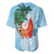 Polynesian Baseball Jersey Tropical Santa - Plumeria Turquoise Vintage