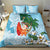 Polynesian Bedding Set Tropical Santa - Plumeria Turquoise Vintage