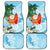 Polynesian Car Mats Tropical Santa - Plumeria Turquoise Vintage