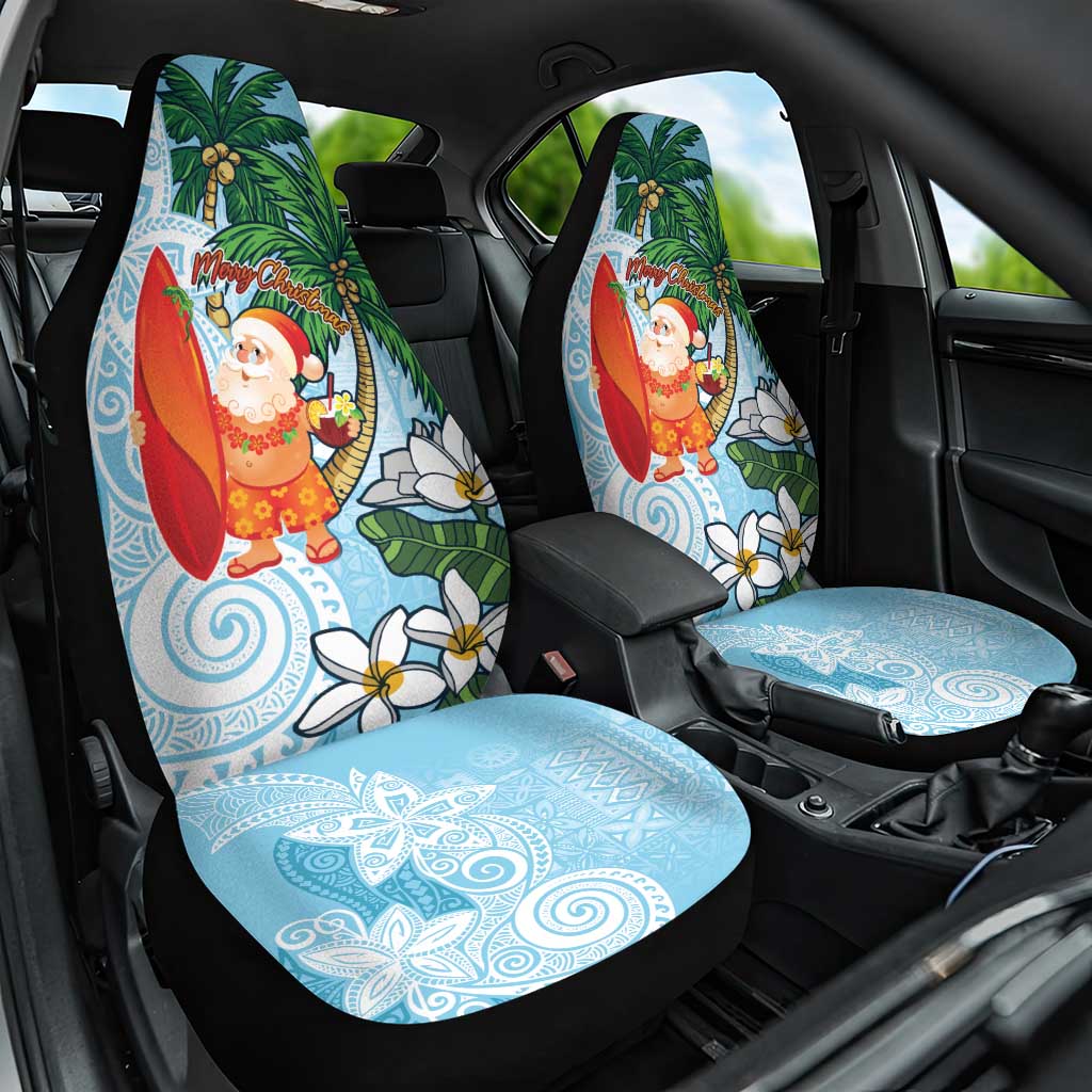 Polynesian Car Seat Cover Tropical Santa - Plumeria Turquoise Vintage