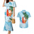 Polynesian Couples Matching Mermaid Dress and Hawaiian Shirt Tropical Santa - Plumeria Turquoise Vintage