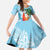 Polynesian Family Matching Puletasi and Hawaiian Shirt Tropical Santa - Plumeria Turquoise Vintage