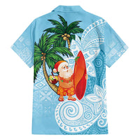 Polynesian Family Matching Short Sleeve Bodycon Dress and Hawaiian Shirt Tropical Santa - Plumeria Turquoise Vintage LT7 - Polynesian Pride