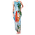 Polynesian Family Matching Tank Maxi Dress and Hawaiian Shirt Tropical Santa - Plumeria Turquoise Vintage