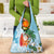 Polynesian Grocery Bag Tropical Santa - Plumeria Turquoise Vintage
