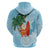 Polynesian Hoodie Tropical Santa - Plumeria Turquoise Vintage