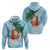 Polynesian Hoodie Tropical Santa - Plumeria Turquoise Vintage