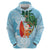 Polynesian Hoodie Tropical Santa - Plumeria Turquoise Vintage