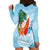 Polynesian Hoodie Dress Tropical Santa - Plumeria Turquoise Vintage