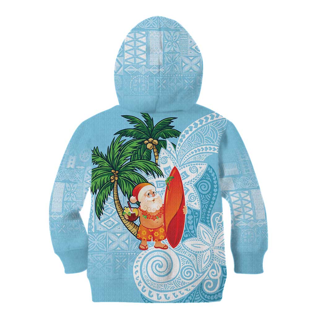 Polynesian Kid Hoodie Tropical Santa - Plumeria Turquoise Vintage