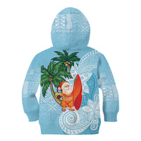 Polynesian Kid Hoodie Tropical Santa - Plumeria Turquoise Vintage
