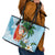 Polynesian Leather Tote Bag Tropical Santa - Plumeria Turquoise Vintage