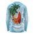 Polynesian Long Sleeve Shirt Tropical Santa - Plumeria Turquoise Vintage