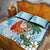 Polynesian Quilt Bed Set Tropical Santa - Plumeria Turquoise Vintage