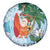 Polynesian Spare Tire Cover Tropical Santa - Plumeria Turquoise Vintage