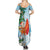 Polynesian Summer Maxi Dress Tropical Santa - Plumeria Turquoise Vintage