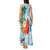 Polynesian Tank Maxi Dress Tropical Santa - Plumeria Turquoise Vintage