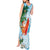 Polynesian Tank Maxi Dress Tropical Santa - Plumeria Turquoise Vintage