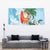 Polynesian Tapestry Tropical Santa - Plumeria Turquoise Vintage