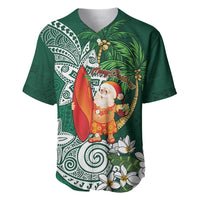 Polynesian Baseball Jersey Tropical Santa - Plumeria Green Vintage LT7 Green - Polynesian Pride