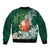 Polynesian Bomber Jacket Tropical Santa - Plumeria Green Vintage