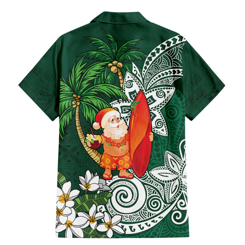 Polynesian Family Matching Mermaid Dress and Hawaiian Shirt Tropical Santa - Plumeria Green Vintage LT7 - Polynesian Pride