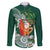 Polynesian Family Matching Puletasi and Hawaiian Shirt Tropical Santa - Plumeria Green Vintage