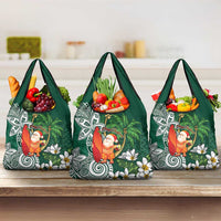 Polynesian Grocery Bag Tropical Santa - Plumeria Green Vintage