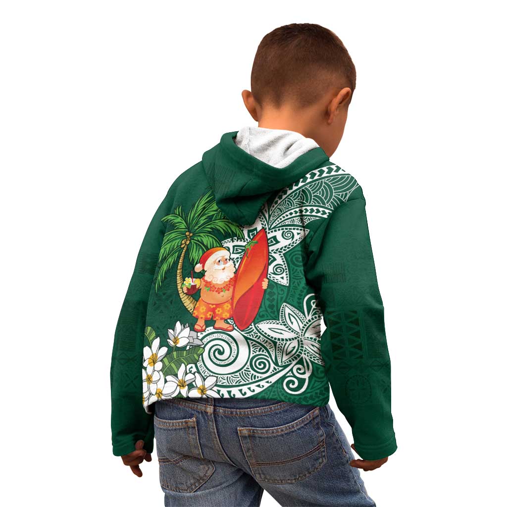 Polynesian Kid Hoodie Tropical Santa - Plumeria Green Vintage