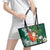 Polynesian Leather Tote Bag Tropical Santa - Plumeria Green Vintage