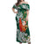 Polynesian Off Shoulder Maxi Dress Tropical Santa - Plumeria Green Vintage