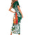 Polynesian Short Sleeve Bodycon Dress Tropical Santa - Plumeria Green Vintage