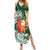 Polynesian Summer Maxi Dress Tropical Santa - Plumeria Green Vintage