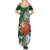 Polynesian Summer Maxi Dress Tropical Santa - Plumeria Green Vintage