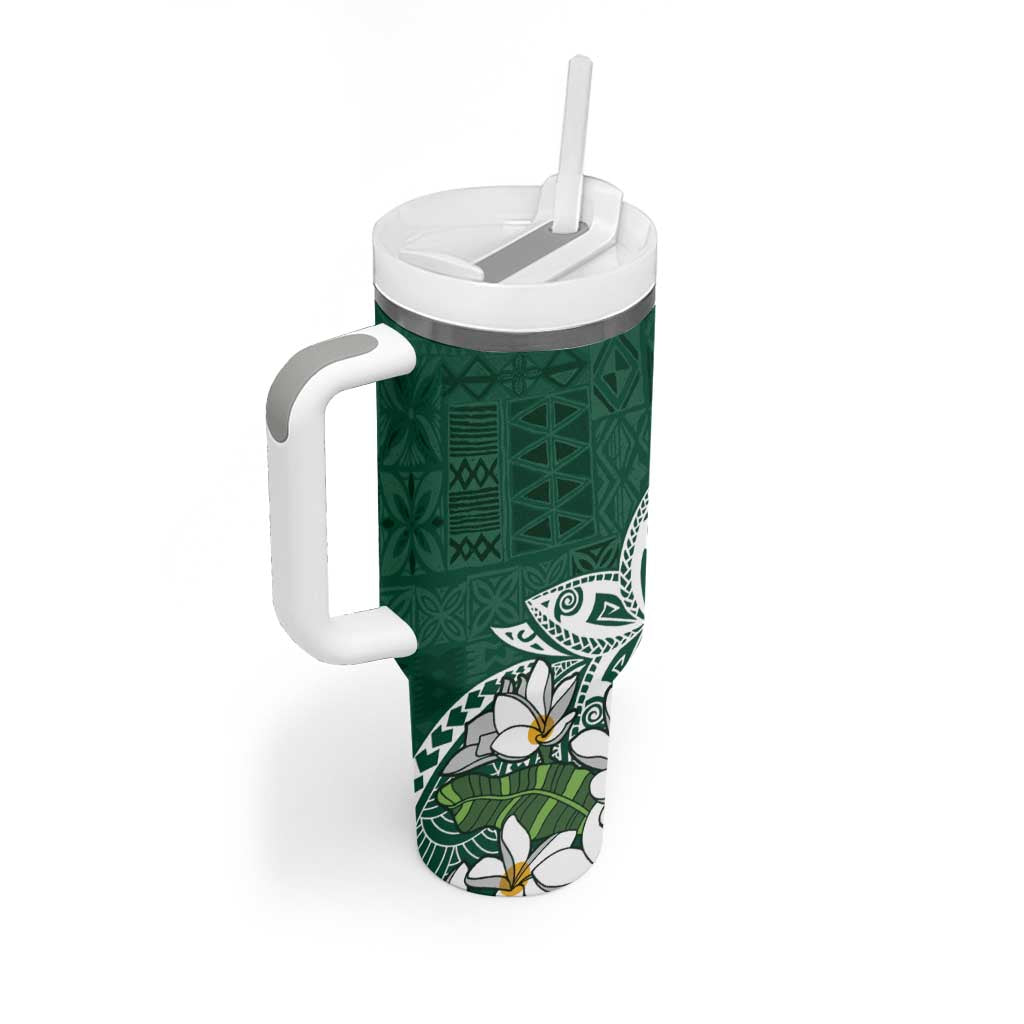 Polynesian Tumbler With Handle Tropical Santa - Plumeria Green Vintage