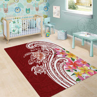 Aloha Hawaii Island Personalized Area Rug Crimson Dreamy Turtle