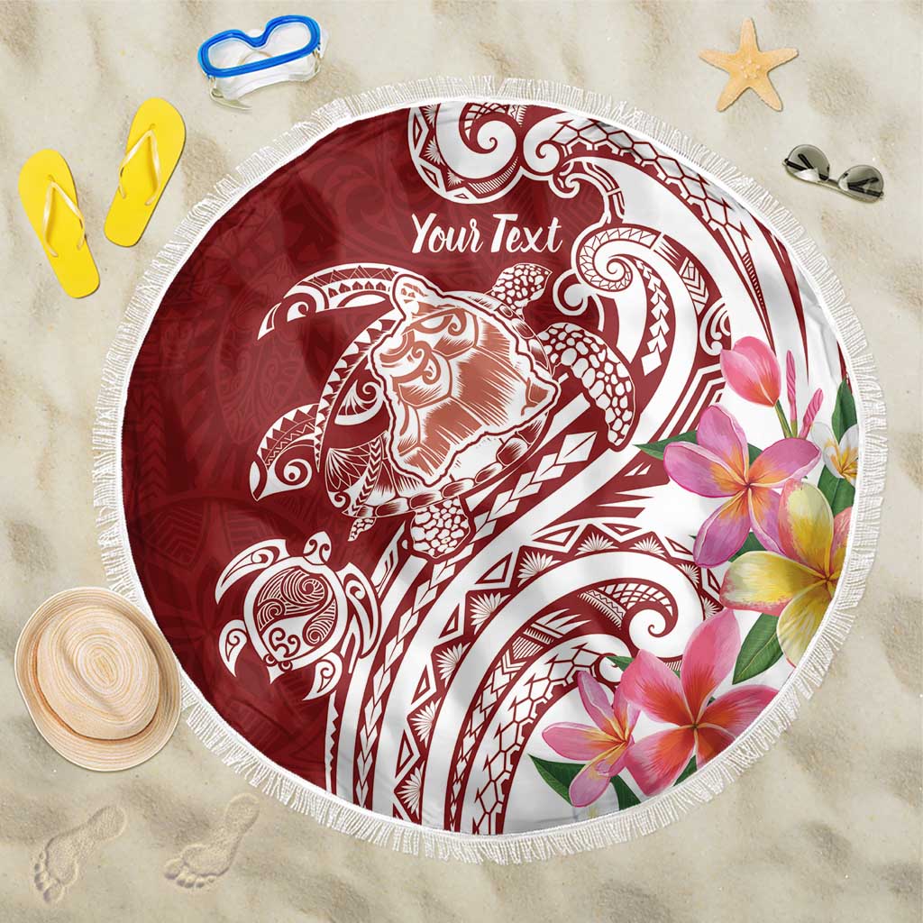 Aloha Hawaii Island Personalized Beach Blanket Crimson Dreamy Turtle