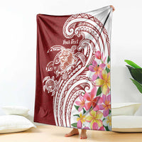 Aloha Hawaii Island Personalized Blanket Crimson Dreamy Turtle