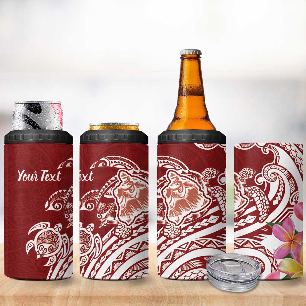 Aloha Hawaii Island Personalized 4 in 1 Can Cooler Tumbler Crimson Dreamy Turtle