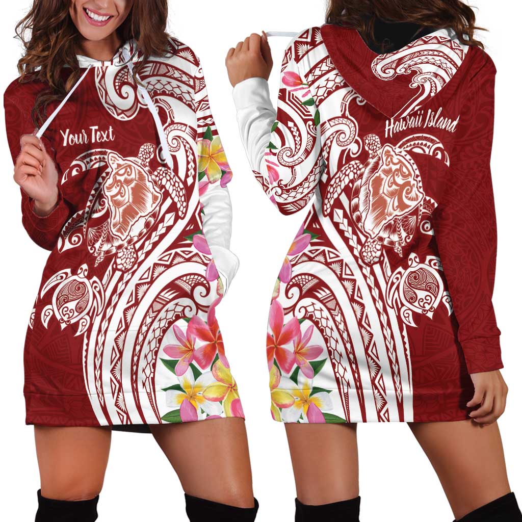Aloha Hawaii Island Personalized Hoodie Dress Crimson Dreamy Turtle