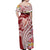 Aloha Hawaii Island Personalized Off Shoulder Maxi Dress Crimson Dreamy Turtle
