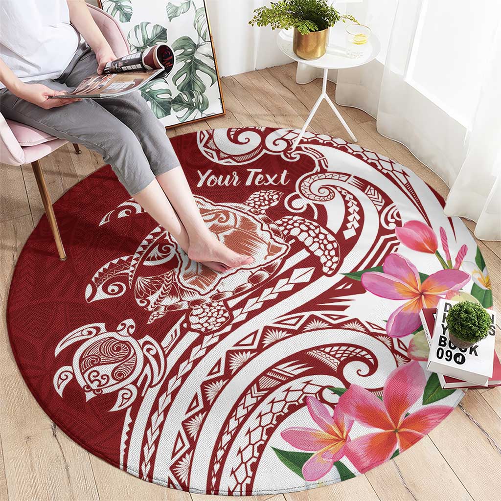 Aloha Hawaii Island Personalized Round Carpet Crimson Dreamy Turtle