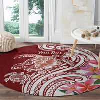 Aloha Hawaii Island Personalized Round Carpet Crimson Dreamy Turtle