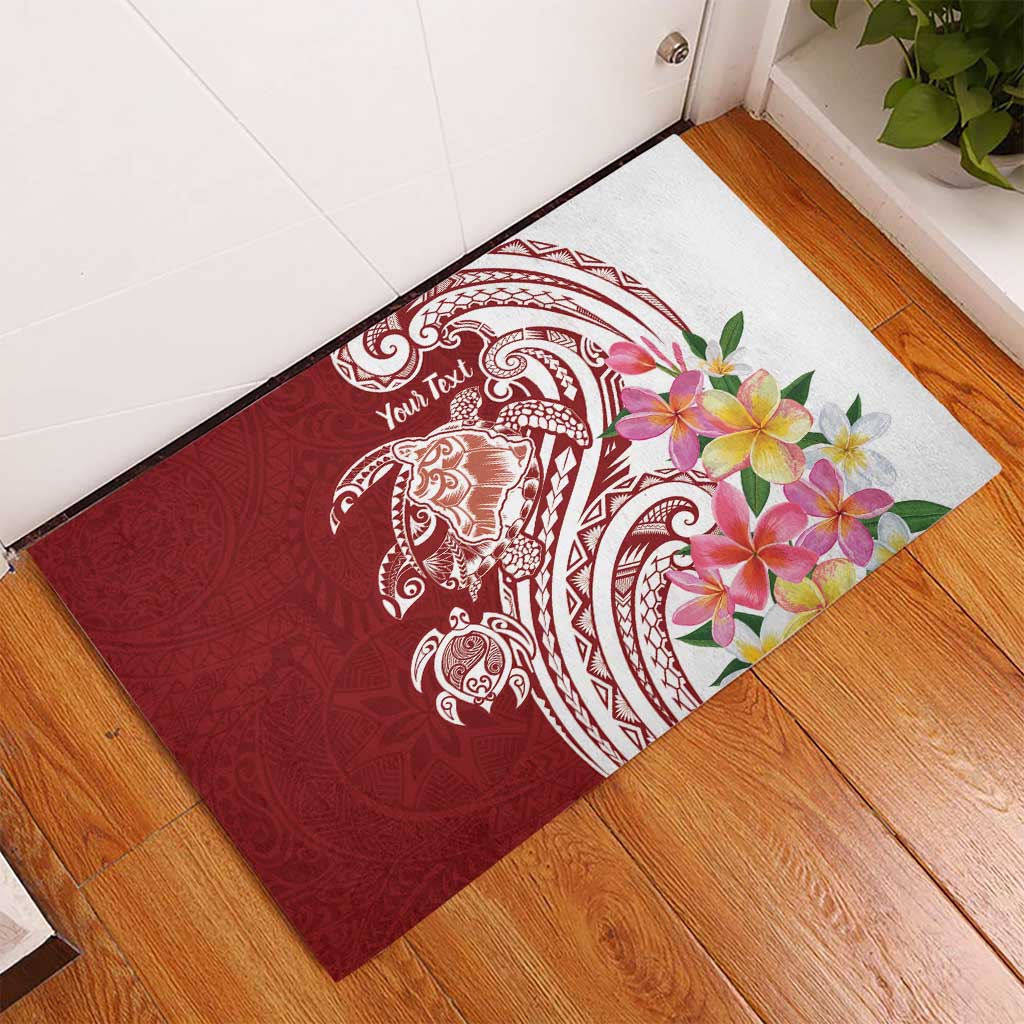 Aloha Hawaii Island Personalized Rubber Doormat Crimson Dreamy Turtle