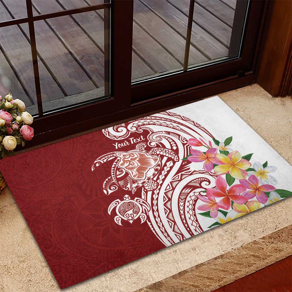 Aloha Hawaii Island Personalized Rubber Doormat Crimson Dreamy Turtle