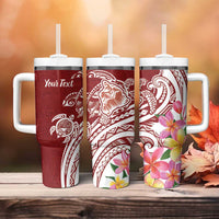 Aloha Hawaii Island Personalized Tumbler With Handle Crimson Dreamy Turtle