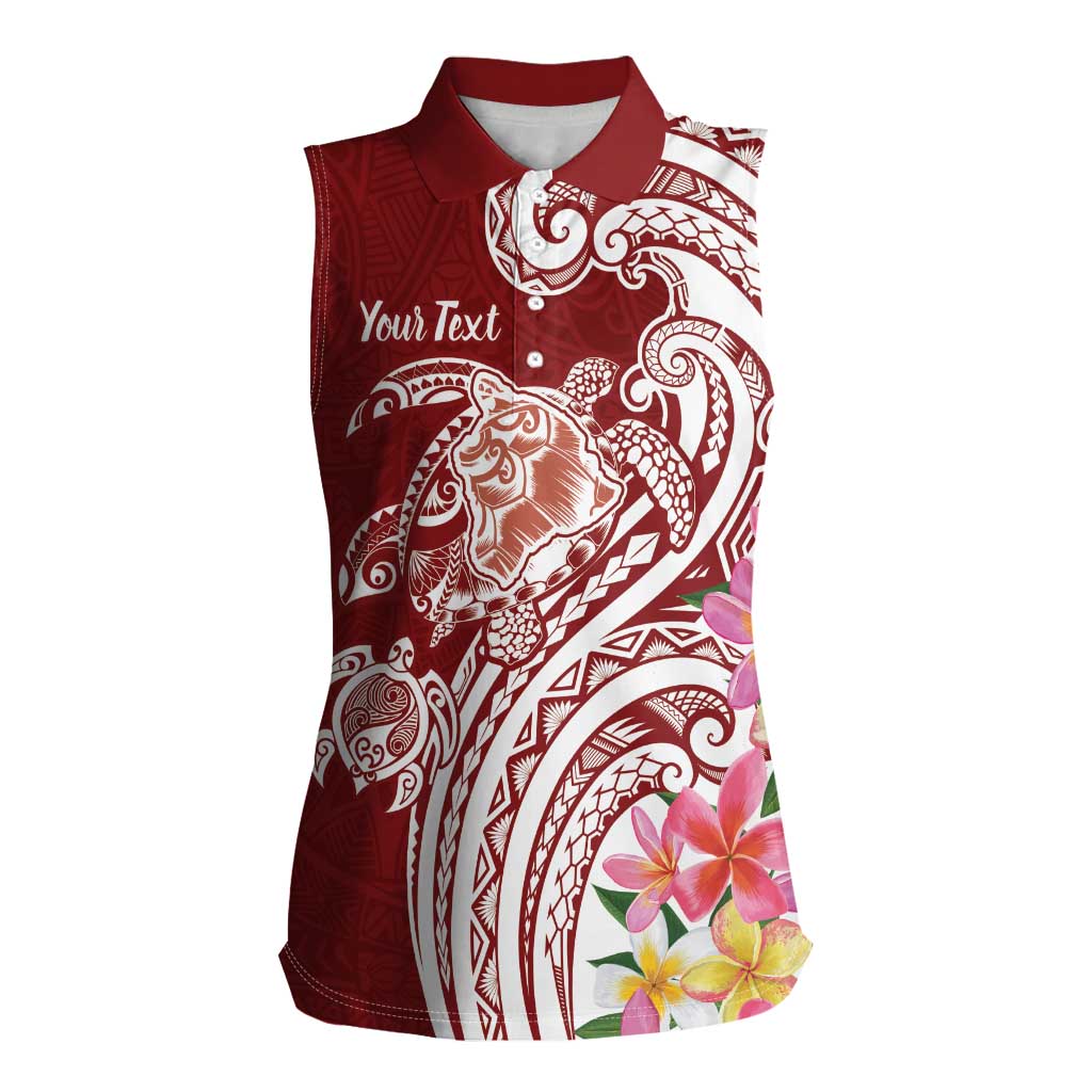 Aloha Hawaii Island Personalized Women Sleeveless Polo Shirt Crimson Dreamy Turtle