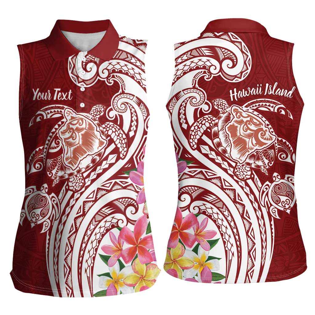 Aloha Hawaii Island Personalized Women Sleeveless Polo Shirt Crimson Dreamy Turtle