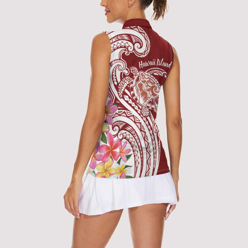 Aloha Hawaii Island Personalized Women Sleeveless Polo Shirt Crimson Dreamy Turtle